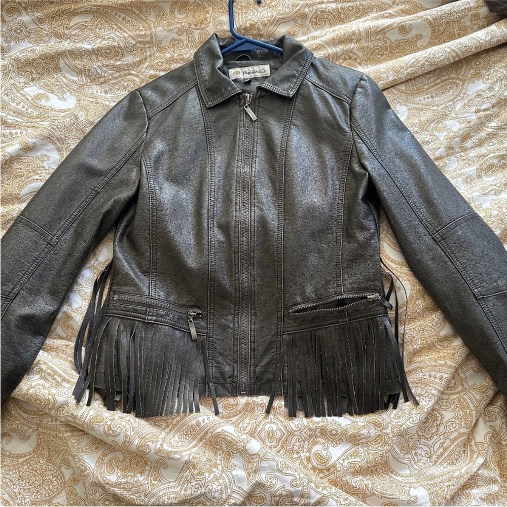 Leather Moto Fringe Jacket, VEGAN LEATHER